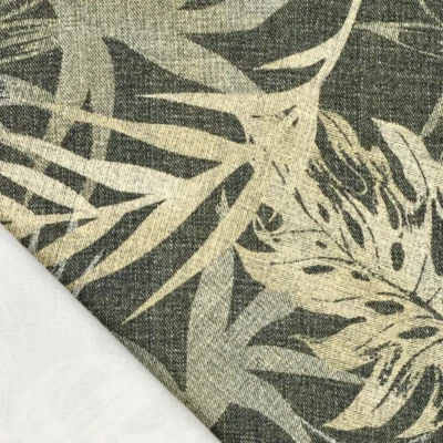 Bomuld twill med grønne blade - Billede 3