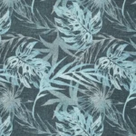 Bomuld twill med blå blade