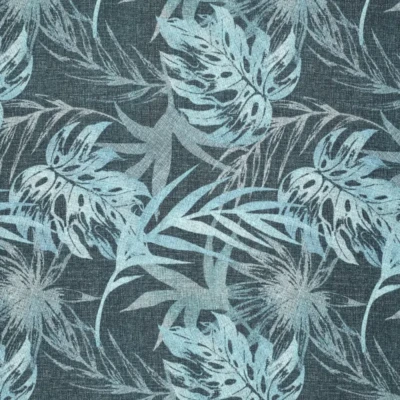 Cotton twill with blue leaves
