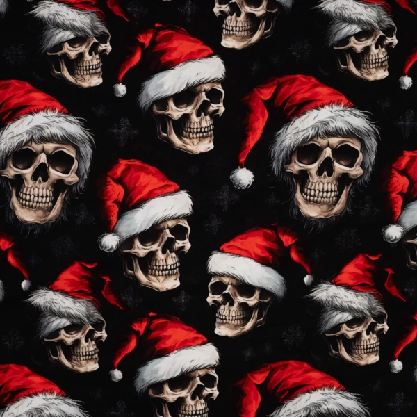 CR7009-690_1 French Terry - Christmas Skull