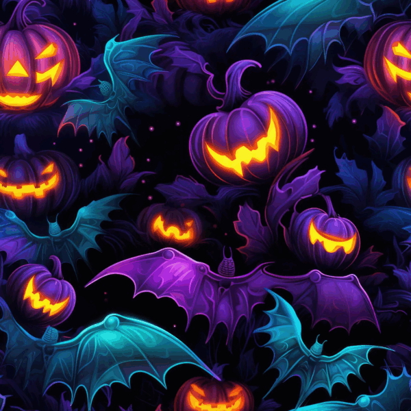 French Terry Halloween græskar og flagermus 235 g/m² 160 cm