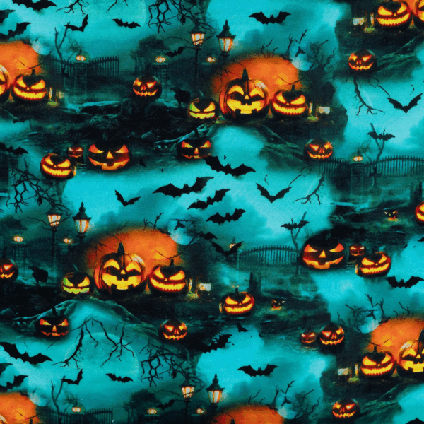 French terry Halloween Kirkegård print 235 g/m² 160 cm