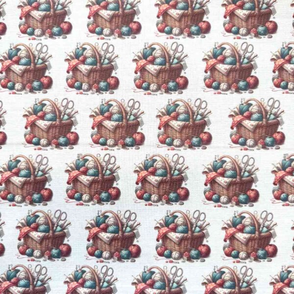 MARKET 125-5 (CAN) Canvas med print - Kurv og garnnøgler