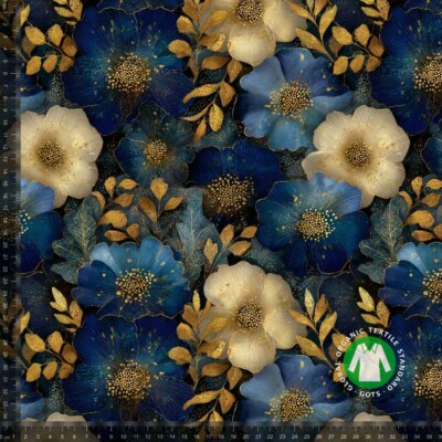 Jersey Print - Siniset ja kultaiset kukat - Image 1