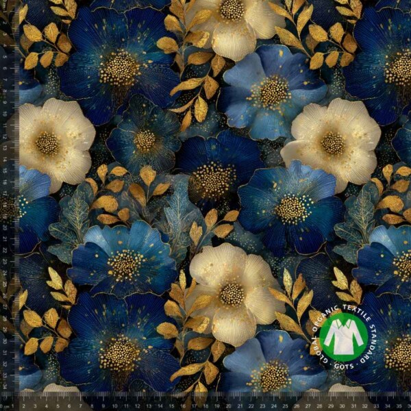 Sininen Kultainen hahmoteltu flowers_with_rulers