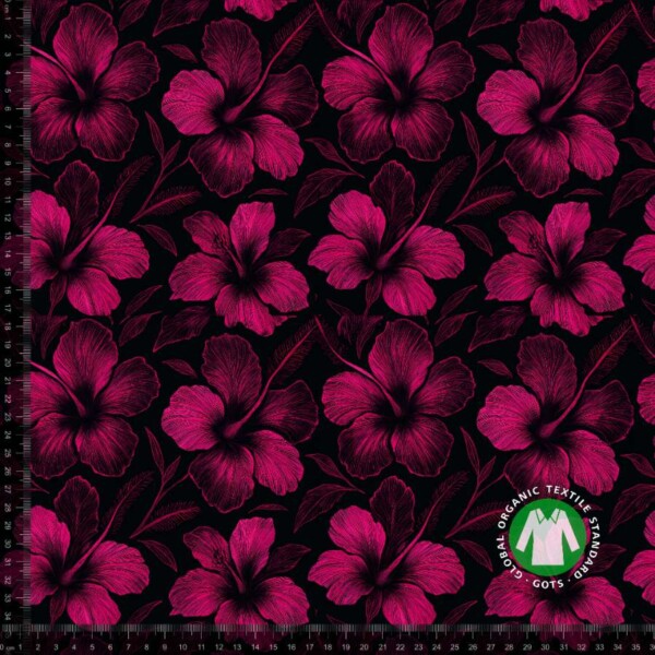 Jersey Print Pink Hibiscus digital print jersey fabric 220 g/m²