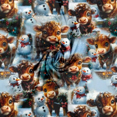 Jersey print med jule køer - Billede 2