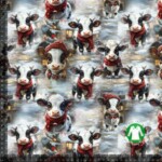 Jersey print med jule sortbrogede køer