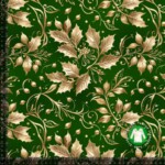 Jersey print med kristtjørne i guld - julegrøn