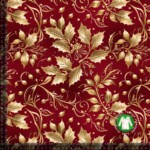 Jersey print med kristtjørne i guld - julerød