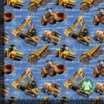 Jersey print with cool digging machines - Blue