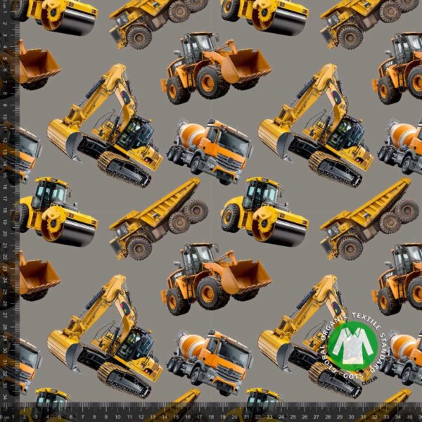 Jersey print with cool digging machines - Gray