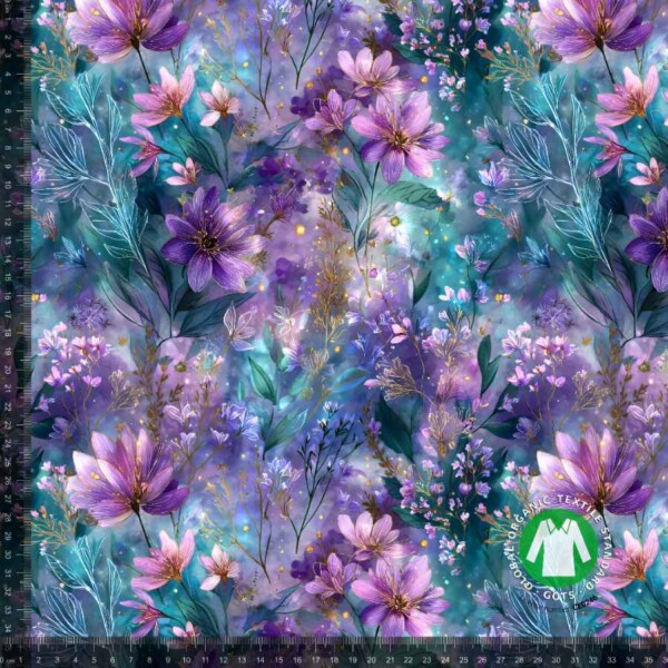 Jersey Print Crystal garden digitalprint på hvid bund