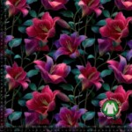 Jersey Print - Punaisia ja violetteja liljoja