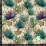 Jersey Print - Grønne, blå og lilla Dahliaer