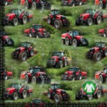 Jersey print med røde traktorer