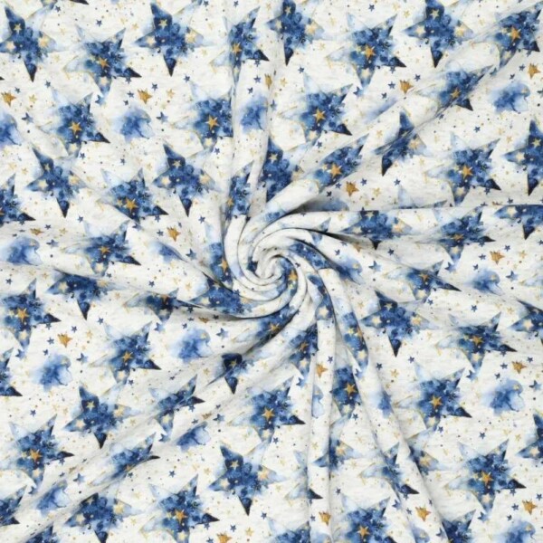 Heavyweight jogging fabric with stars, 320 g/m² and 150 cm wide