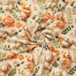 Heavyweight jogging fabric with cute bears 2 brushed french terry 320 g/m²
