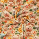 Heavyweight jogging fabric with cute bears brushed french terry 320 g/m²