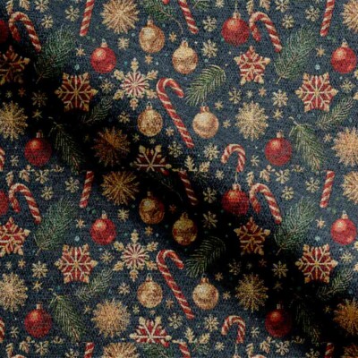 Joulukoristeita sisältävä kuvakudos - sininen