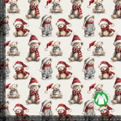 Jersey print with cute Christmas teddy bears