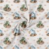 Beige machine print on cotton/lycra jersey, 160 cm wide