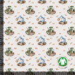 Jersey print med søde maskiner - beige