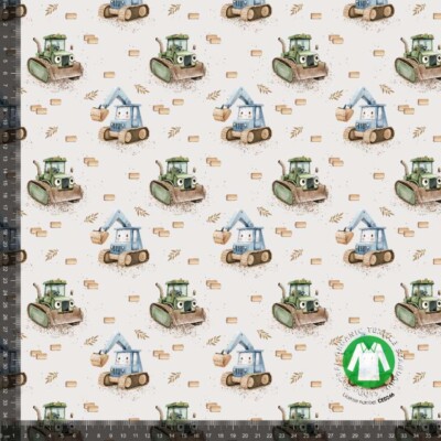 Jersey print with cute machines - beige