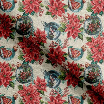 Gobelin med julestjerner snekugler