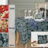 Detalje af gobelin med blå julestjerner variant 2, vævet struktur 360 g/m²