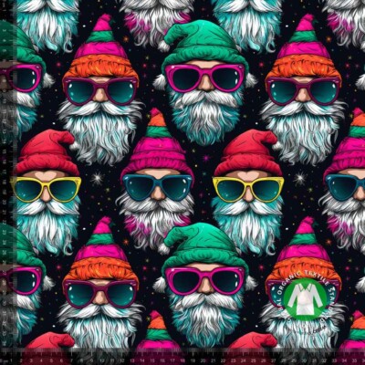 Jersey print with hippie Santas