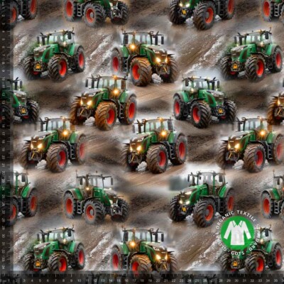 Jersey print with green tractors