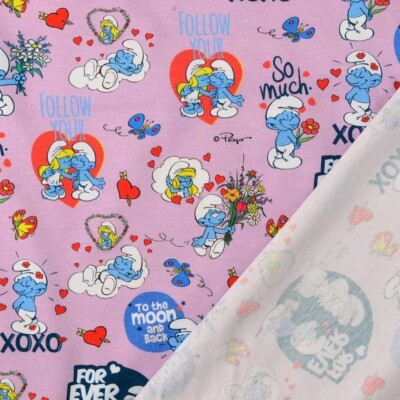 Jersey print med Smølferne - Lyserød / lilla