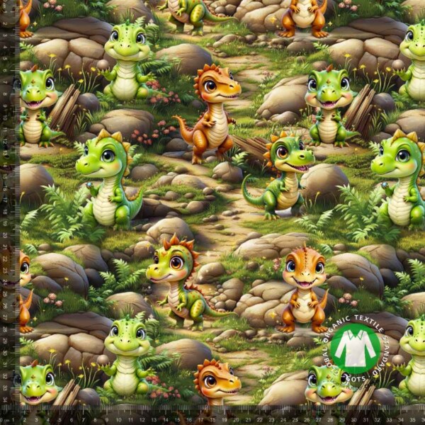 Jersey print med dino jungle digitalprint jersey 220 g/m²