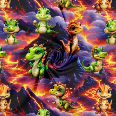 Jersey print med dino. - vulkan - Billede 2