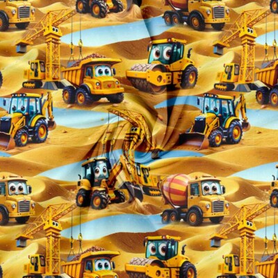 Jersey print med søde køretøjer - sand - Billede 2