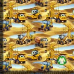 Jersey print med søde køretøjer - sand