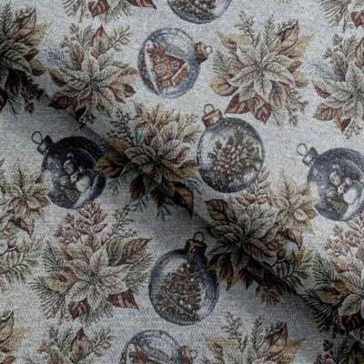 Tapestry with snow globes and poinsettias 2