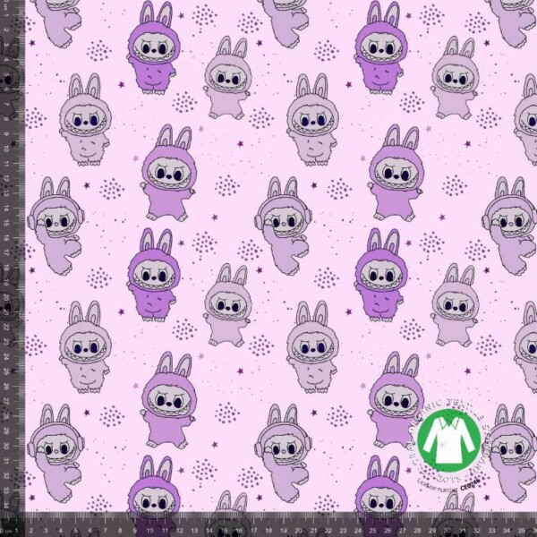 Labuabu purple 3 - measurement Jersey print med Labubu 2 - lilla