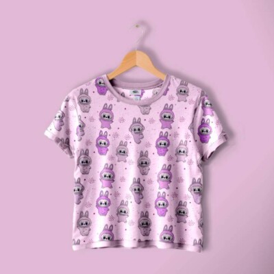 Jersey print med Labubu 2 - lilla - Billede 2