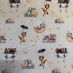 Jersey print med søde dyr på hvid bund - digitalprint jersey 200 g/m²