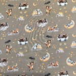 Jersey print med søde dyr - Taupe