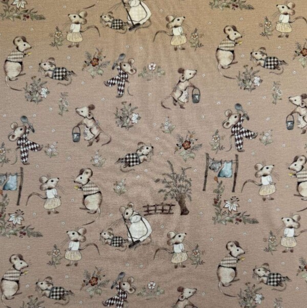 Jersey print med søde mus digitalprint jersey 200 g/m² Oekotex