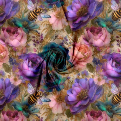Jersey print med roser og bier - Billede 2