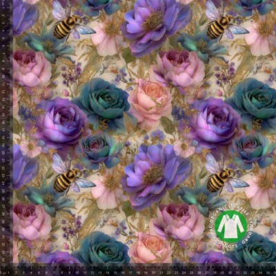 Jersey print med roser og bier