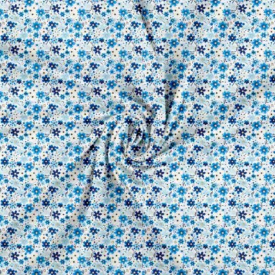 Jersey print med små forårs blomster - blå 4 - Billede 2