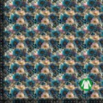 Jersey print med elegante guld og blå blomster