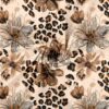 Jerseyprintti leopardilla ja kukilla metritavarana 220 g/m²