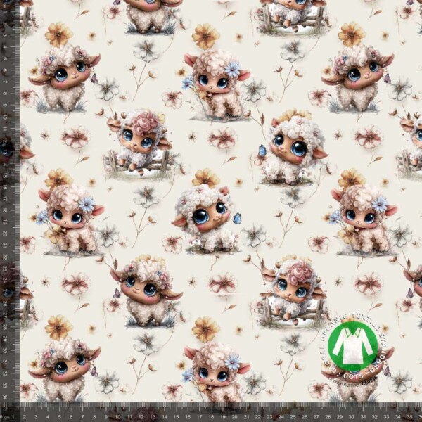 Jersey print med søde får - sand