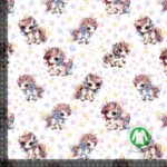 Jersey print med søde enhjørninger og stjerner - hvid